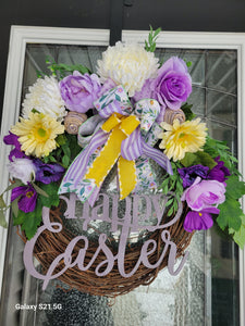 Happy Easter 18" grapevine wreath